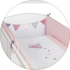 Постельное белье Ceba Baby (Себа Беби) 3 пр. Kite white-pink вышивка W-801-070-007