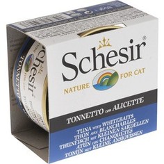 Консервы Schesir Nature for Cat Tuna with Whitebaits кусочки в желе с тунцом и снетком для кошек 85г (С139)