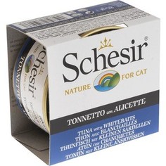 Консервы Schesir Nature for Cat Tuna with Whitebaits кусочки в желе с тунцом и снетком для кошек 85г (С139)