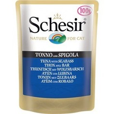 Паучи Schesir Nature for Cat Tuna with Seabass кусочки в желе с тунцом и морским окунем (сибасом) для кошек 100г (С565)