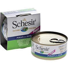 Консервы Schesir Nature for Dog Puppy Chicken with Aloe кусочки в желе с курицей и алое для щенков 150г (С689)
