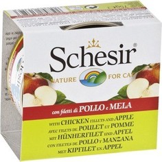 Консервы Schesir Nature for Cat Chicken Fillets & Apple кусочки в желе с куриным филе и яблоком для кошек 75г (С352)