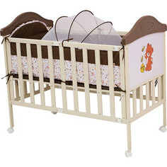Кроватка BabyHit Sleepy compact Коричневый с бежевым, с медвежонком на торце (SLEEPY COMPACT COFFEE)