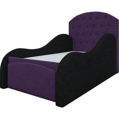 Детская кровать АртМебель Майя микровельвет фиолетово-черн