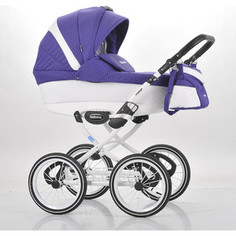 Коляска Mr Sandman Voyage Premium (50пр кожа) Белый Перфорированный - Фиолетовый в Принт (KMSVP50-0700CH03)