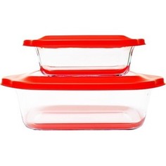 Набор стеклянных форм для запекания Frybest Glass ovenware (2p set Red)