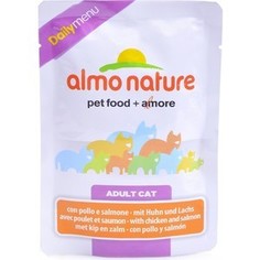 Паучи Almo Nature Daily Menu Adult Cat with Chicken and Salmon с курицей и лососем для кошек 70г (1957)