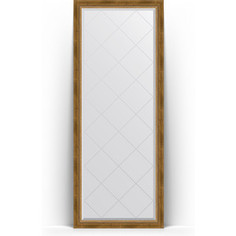 Зеркало пристенное напольное с гравировкой Evoform Exclusive-G Floor 78x198 см, в багетной раме - состаренная бронза с плетением 70 мм (BY 6303)