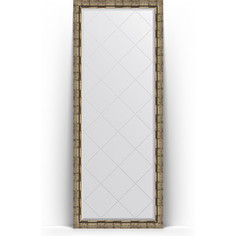 Зеркало пристенное напольное с гравировкой Evoform Exclusive-G Floor 78x198 см, в багетной раме - серебряный бамбук 73 мм (BY 6307)