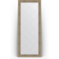 Зеркало пристенное напольное с гравировкой Evoform Exclusive-G Floor 80x200 см, в багетной раме - виньетка античное серебро 85 мм (BY 6313)