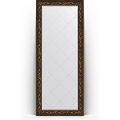 Зеркало пристенное напольное с гравировкой Evoform Exclusive-G Floor 84x203 см, в багетной раме - византия бронза 99 мм (BY 6326)