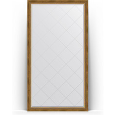 Зеркало пристенное напольное с гравировкой Evoform Exclusive-G Floor 108x198 см, в багетной раме - состаренная бронза с плетением 70 мм (BY 6343)