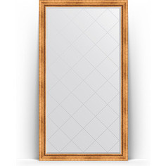 Зеркало пристенное напольное с гравировкой Evoform Exclusive-G Floor 111x201 см, в багетной раме - римское золото 88 мм (BY 6357)