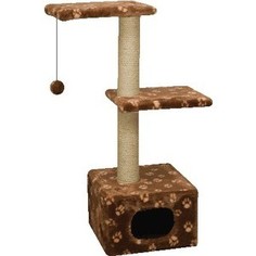 Когтеточка Зооник Дом с 2-мя площадками цветной мех для кошек 400 х 360 х 980см (22011)