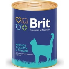 Консервы Brit Premium Cat Sterilized Beef & Chicken мясное ассорти с птицей для стерилизованных кошек 340г (9440) Brit*