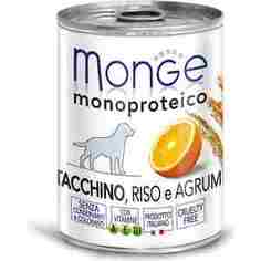 Консервы Monge Dog Monoproteico Fruits Pate Turkey, Rice & Citrus паштет из индейки с рисом и цитрусовыми для собак 400г