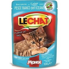 Паучи Lechat Cat Ocean Fish с океанической рыбой кусочки в соусе для кошек 100г