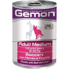 Консервы Gemon Dog Adult Medium Chunks with Beef and Liver с говядиной и печенью для собак средних пород 415г