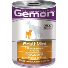 Консервы Gemon Dog Adult Mini Chunks with Chicken and Rice с курицей и рисом кусочки для собак 415г
