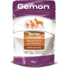 Паучи Gemon Dog Senior Chunkies with Turkey с индейкой кусочки для пожилых собак 100г
