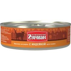 Консервы Четвероногий гурман Мясное ассорти с индейкой для кошек 100г