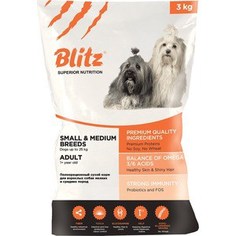 Сухой корм Blitz Petfood Superior Nutrition Adult Dog Small & Medium Breeds up to 25kg с курицей для взрослых собак мелких и средних пород 3кг