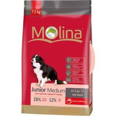 Сухой корм Molina Junior Medium с птицей для щенков средних пород от 2 до 12 месяцев 7,5кг (650890)