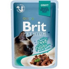 Паучи Brit Premium GRAVY with Beef Fillets for Adult Cats кусочки в соусе с говяжим филе для взрослых кошек 85г (518555) Brit*