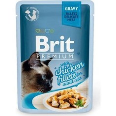 Паучи Brit Premium GRAVY with Chicken Fillets for Adult Cats кусочки в соусе с куриным филе для взрослых кошек 85г (518524) Brit*