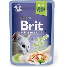 Паучи Brit Premium JELLY with Trout Fillets for Adult Cats кусочки в желе с филе форели для взрослых кошек 85г (518494) Brit*
