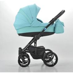 Коляска Mr Sandman West-East Premium (2 в 1) 50% Эко кожа Бирюзовый Перфорированный - Бирюзовый в Принт (KMSWEP50-0735CH12)