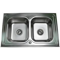Кухонная мойка Pegas 80х50 0,6 накладная, матовая, двойная (8050W мт)