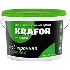 Краска в/д KRAFOR фасадная особо прочная 6.5кг.