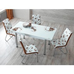 Комплект кухонный AlwaysSTAR Стол M28 brown, 4 стула S28 brown