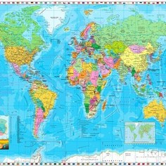 Фотообои Komar World Map / Flags (2,54х1,84 м) (4-055)