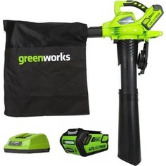 Садовый пылесос-воздуходувка GreenWorks 40V комплект с АКБ и ЗУ (24227UB)