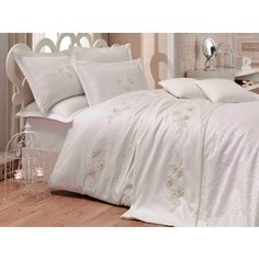 Комплект постельного белья Hobby home collection Евро, сатин с покрывалом Arienda кремовый