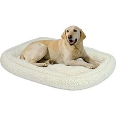 Лежанка Midwest Quiet Time Deluxe Fleece Double Bolster Bed 24 флисовая с двойным бортом 58х45 см белая для кошек и собак