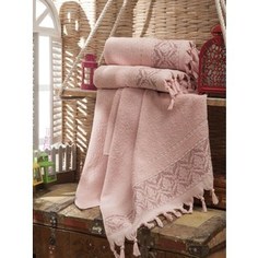 Набор из 3 полотенец Do and Co Janset пудра махра жаккард 70x140 (8581пудра)