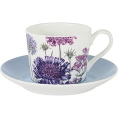 Чашка с блюдцем Anna Lafarg Stechcol Лаура голубая (AL-17821F-BLU-TCS-ST)