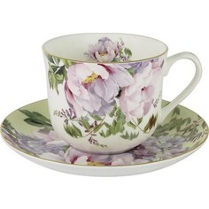 Чашка с блюдцем Anna Lafarg Stechcol Райский сад жёлтая (AL-17815-YEL-BCS-ST)