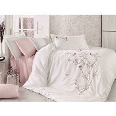 Комплект постельного белья Dantela Vita Евро, сатин с вышивкой, Butterfly кремовый (9345кремовый)