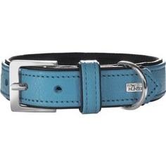 Ошейник Hunter Collar Capri 60 nickel (46-52см) натуральная кожа бирюзовый/черный для собак