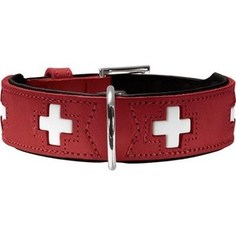 Ошейник Hunter Collar Swiss 75 (61-68,5см) кожа красный/черный для собак