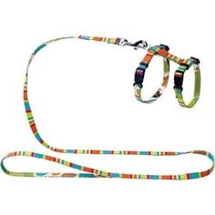 Шлейка Hunter Smart Harness with Leash Set Stripes нейлон разноцветная для кошек и собак