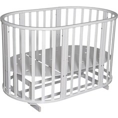 Кровать детская Антел Северянка (3) 6 в 1 маятник поперечный, колесо, круглая 75*75, овал 125*75 белый