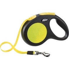Рулетка Flexi New Neon M лента 5м черная/желтая для собак до 25кг