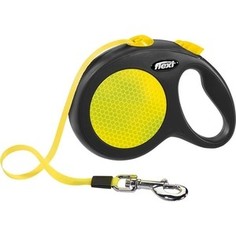 Рулетка Flexi New Neon L лента 5м черная/желтая для собак до 50кг