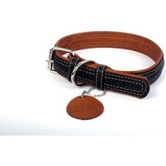 Ошейник CoLLaR SOFT кожаный двойной ширина 25мм длина 38-49см черный верх, коричневый низ для собак (7202)