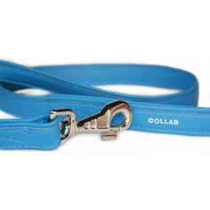 Поводок CoLLaR Brilliance из лаковой кожи двойной 122см*13мм синий для собак (31202)